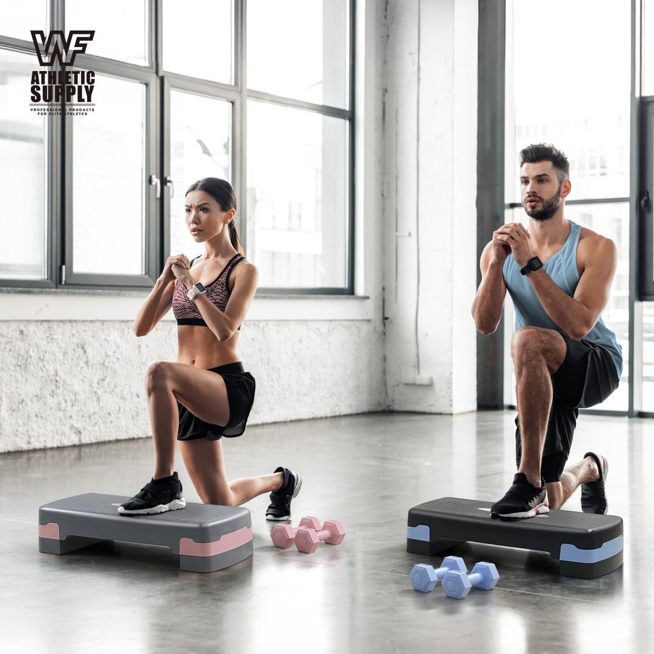 Aerobic Stepper Set with Dumbbells & Measuring Tape, Adjustable Height 2 Level Risers Workout Exercise Step Platform, 3 Colors, the Ultimate Gift for a Joyful Holiday and Merry Christmas