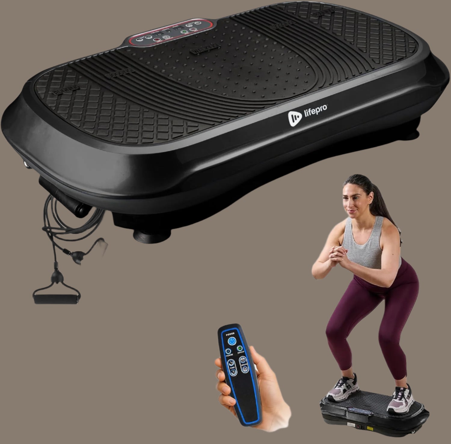 Waver Vibration Plate Exercise Machine – High-Intensity Vibration for Muscle Activation, Full-Body Workout Vibrating Platform with Loop Bands, Fitness Equipment for Strength Toning & Fat Loss