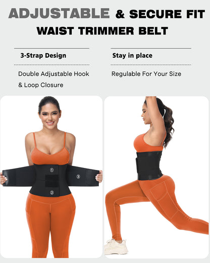 Waist Trainer for Women and Men Waist Cincher Trimmer Ab Belt with Triple Wrap