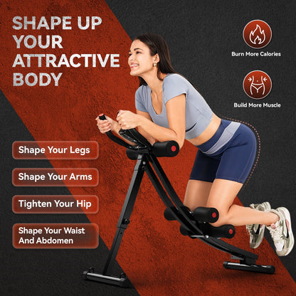 Foldable Abdominal Trainers Fitness Equipment Machine with LCD Display for Home Gym Full Body Exercise, Max 440Lbs