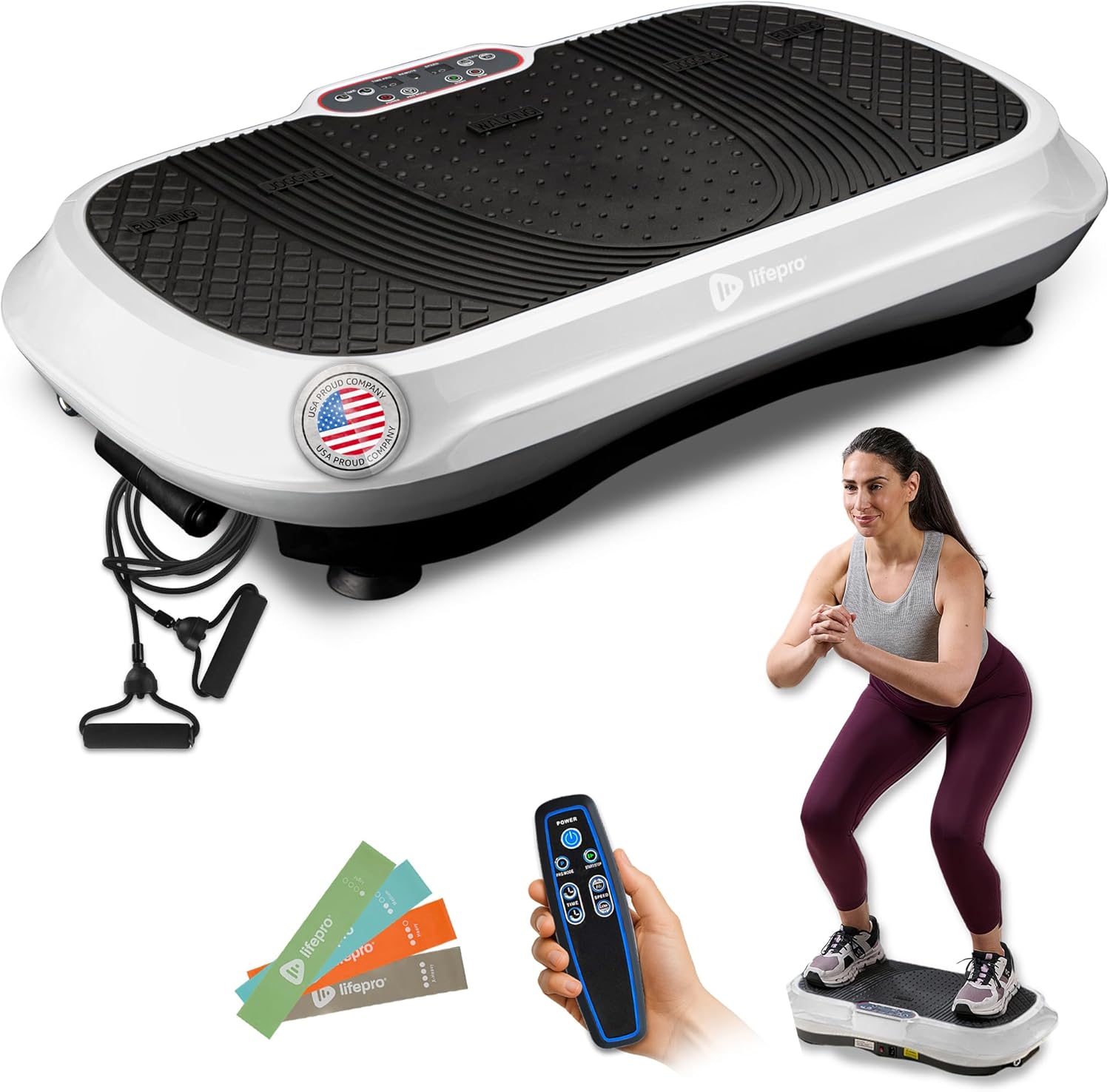 Waver Vibration Plate Exercise Machine – High-Intensity Vibration for Muscle Activation, Full-Body Workout Vibrating Platform with Loop Bands, Fitness Equipment for Strength Toning & Fat Loss