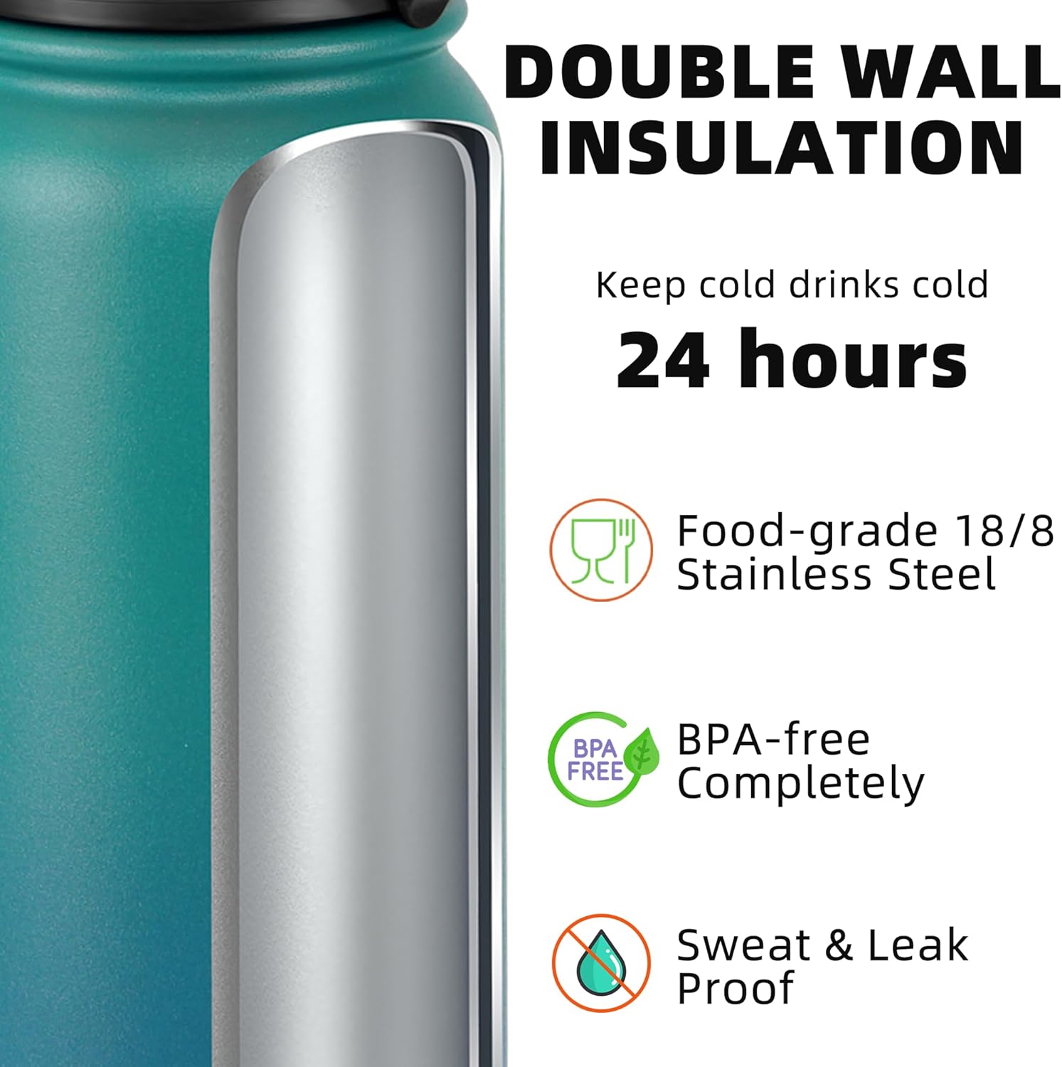 24 Oz Insulated Stainless Steel Water Bottle