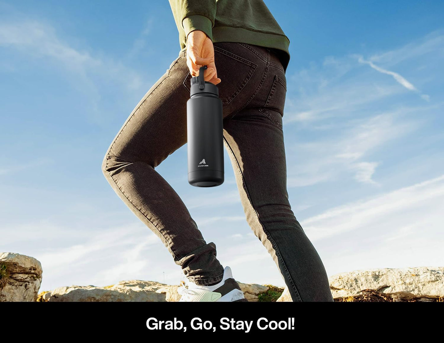 32 Oz Insulated Water Bottle with 2-In-1 Straw and Spout Lid, Keep Cold 24H, Leak-Proof, Bpa-Free, Double Wall Stainless Steel Water Bottle for Sports, Gym, Travel, and School (Dark Knight)