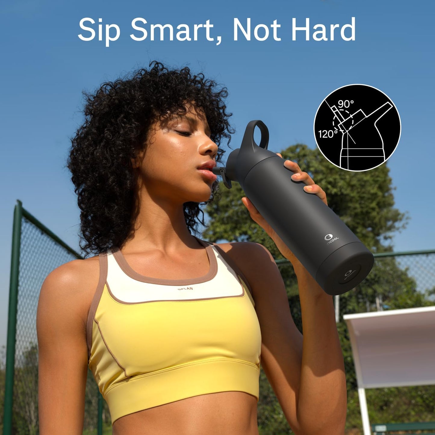 Insulated Water Bottle with Straw -  Stainless Steel Water Bottle, Reusable Leakproof and Bpa-Free for Sports, Travel, Cold for 24 Hours, 32 Oz, Black Night