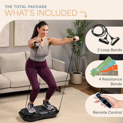 Waver Vibration Plate Exercise Machine – High-Intensity Vibration for Muscle Activation, Full-Body Workout Vibrating Platform with Loop Bands, Fitness Equipment for Strength Toning & Fat Loss
