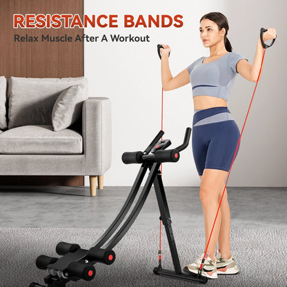 Foldable Abdominal Trainers Fitness Equipment Machine with LCD Display for Home Gym Full Body Exercise, Max 440Lbs
