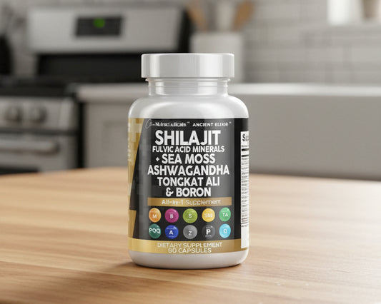 Shilajit Supplement with Sea Moss, Ashwagandha, Tongkat Ali, Boron, Magnesium - Fulvic Acid Capsules for Men - 90 Count