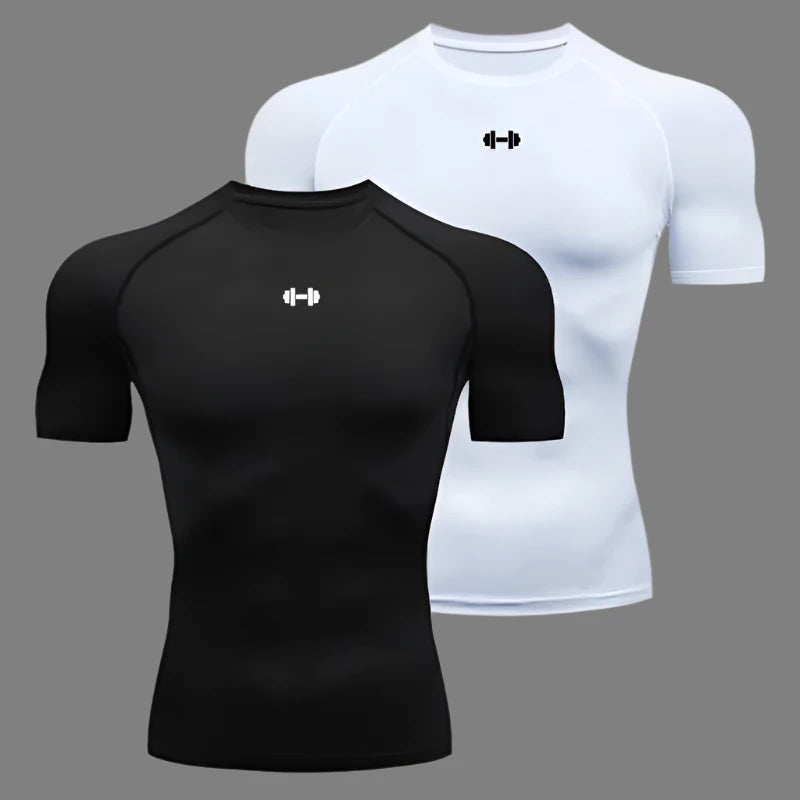 Compression T Shirt Men Summer Sportswear Running T-Shirt Elastic Quick Dry Sport Tops Tee Athletic Gym Workout Shirts Men