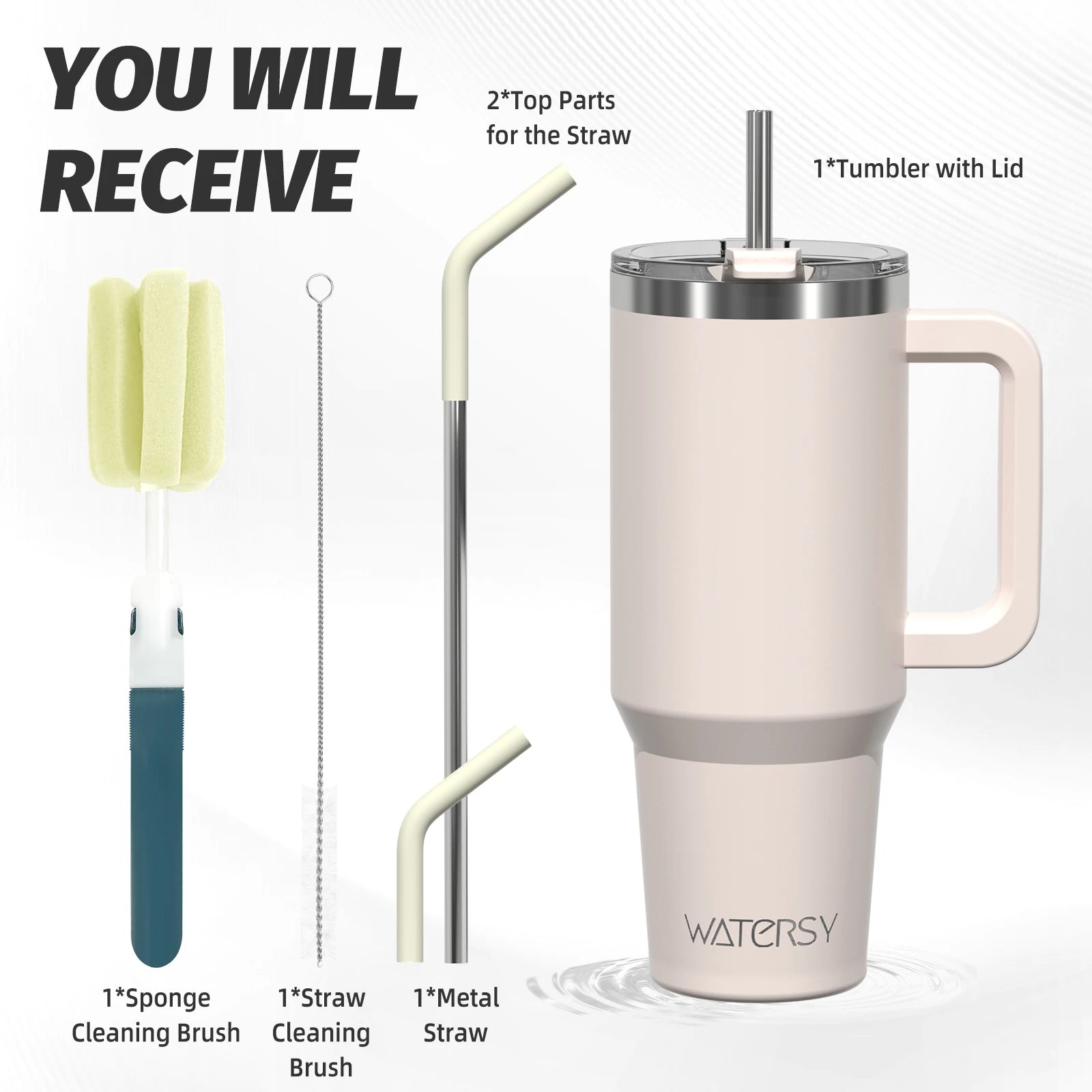 Tumbler Cup with Handle & Straw Large 