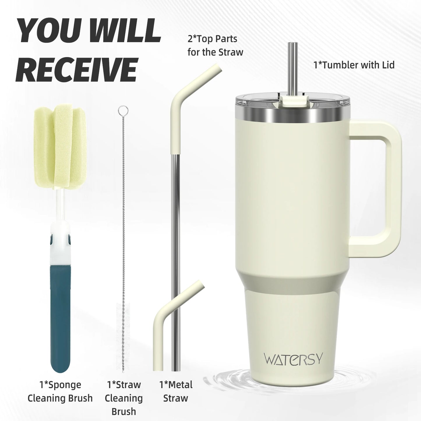 Tumbler Cup with Handle & Straw Large 
