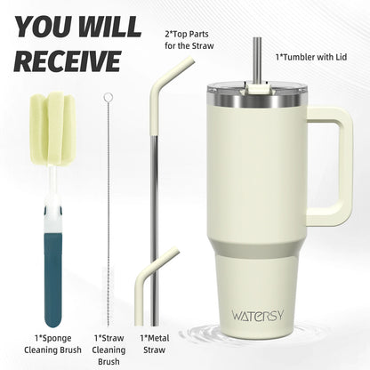 Tumbler Cup with Handle & Straw Large 