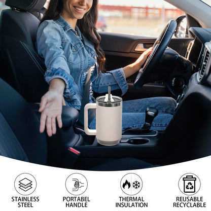 Tumbler Cup with Handle & Straw Large 