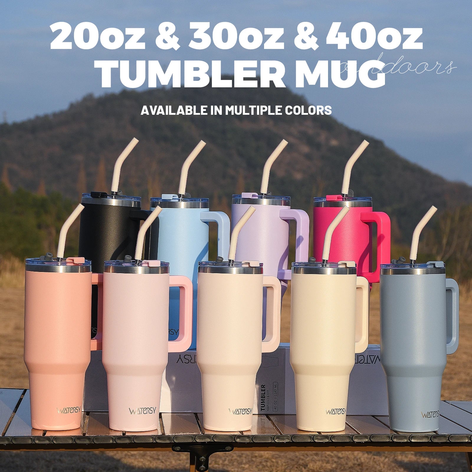 Tumbler Cup with Handle & Straw Large 