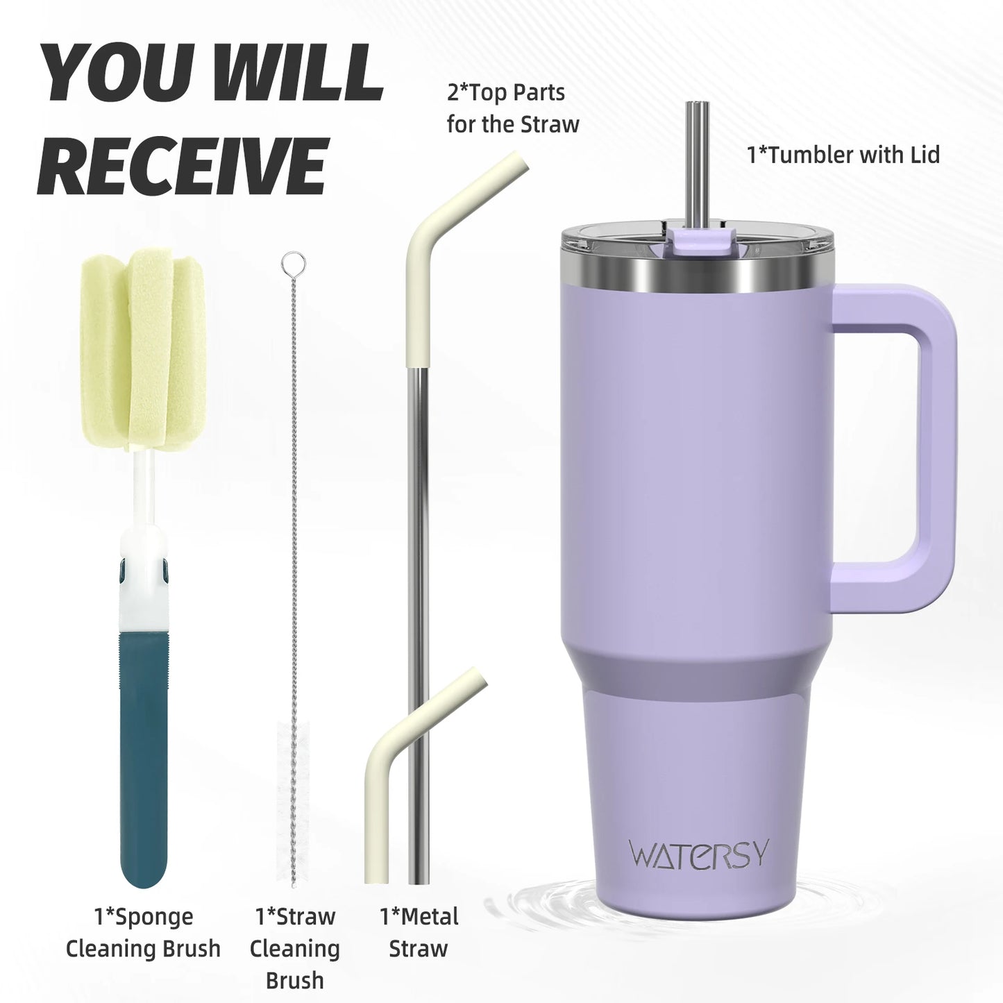 Tumbler Cup with Handle & Straw Large 