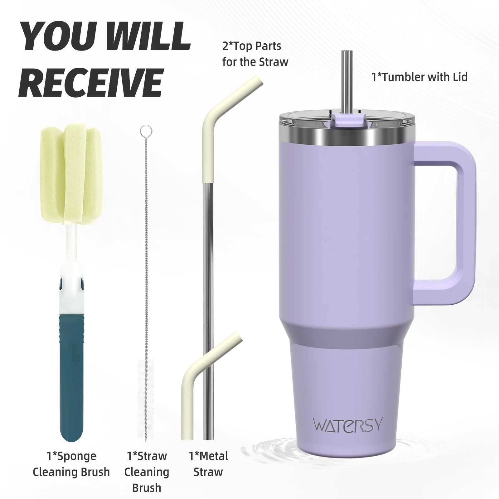 Tumbler Cup with Handle & Straw Large 