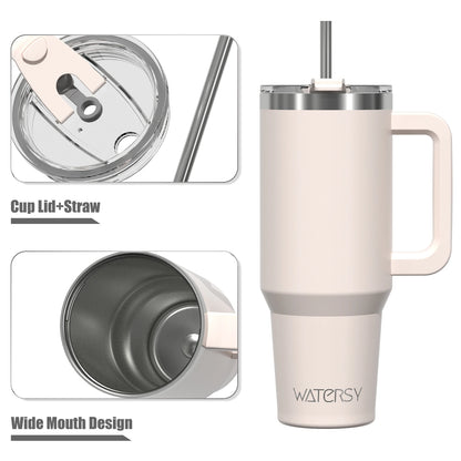 Tumbler Cup with Handle & Straw Large 