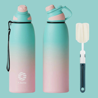 -Stainless Steel Thermo Bottle with Magnetic Lid, Insulated Vacuum Flask, Outdoor Sport Water Bottle, Keep Cold, 1500Ml