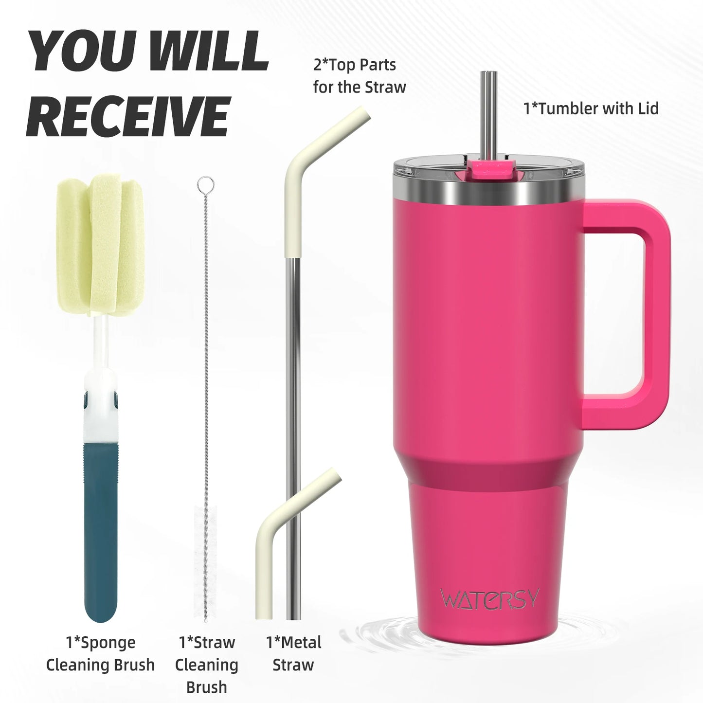 Tumbler Cup with Handle & Straw Large 