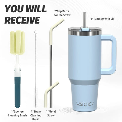 Tumbler Cup with Handle & Straw Large 