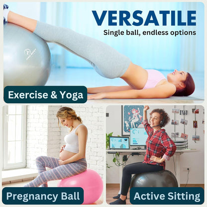 Exercise Ball- Yoga, Workout, Pregnancy & Physical Therapy