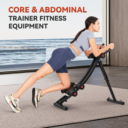 Foldable Abdominal Trainers Fitness Equipment Machine with LCD Display for Home Gym Full Body Exercise, Max 440Lbs