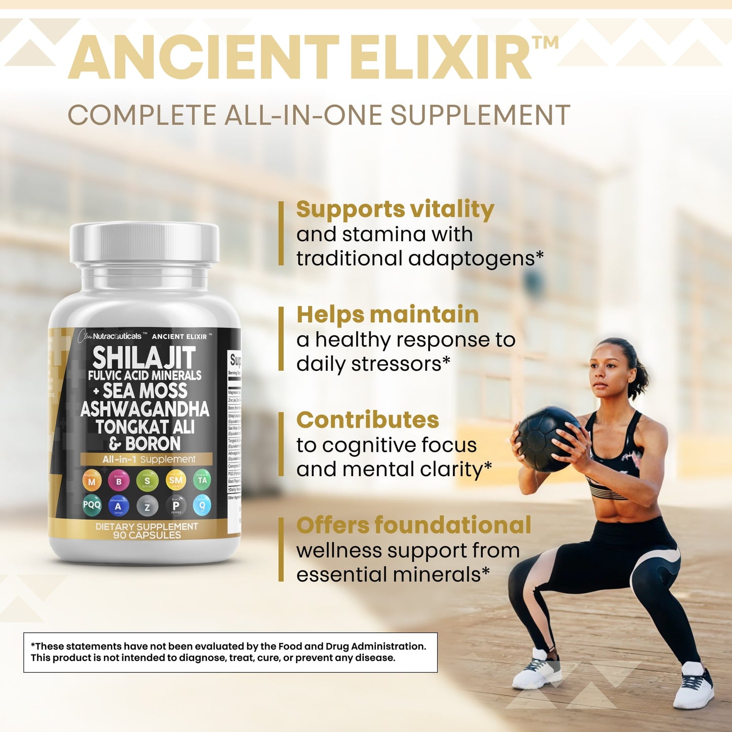 Shilajit Supplement with Sea Moss, Ashwagandha, Tongkat Ali, Boron, Magnesium - Fulvic Acid Capsules for Men - 90 Count